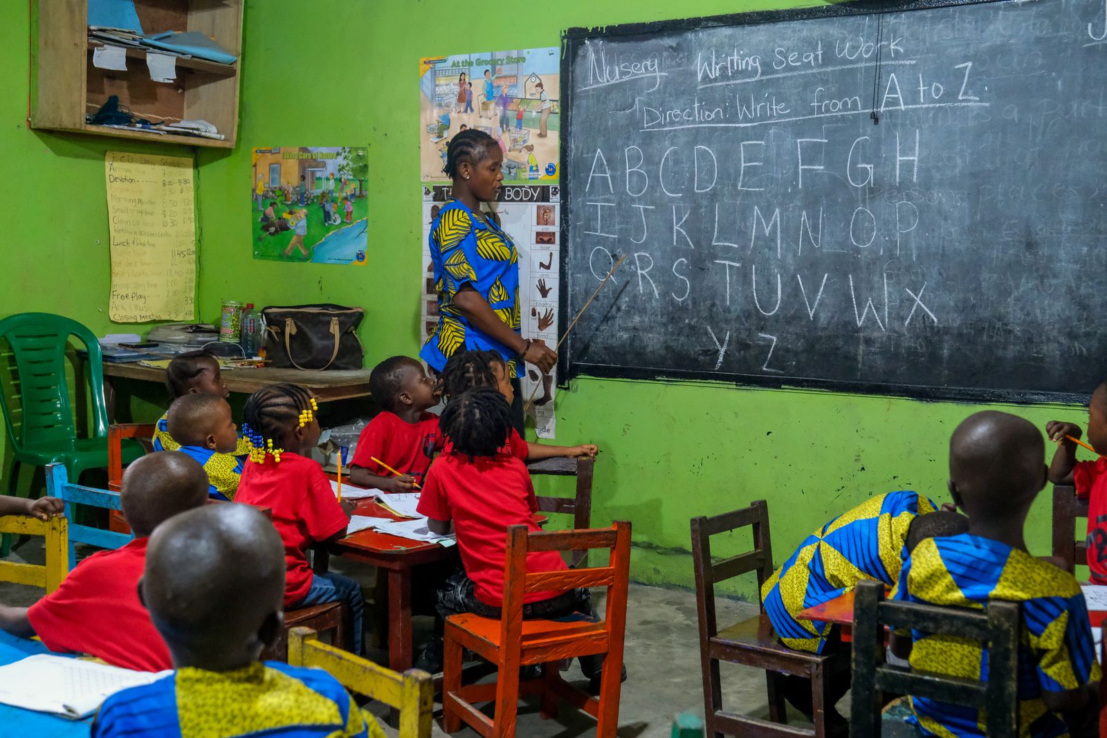 Children learning together in a bright Pearl Quest classroom